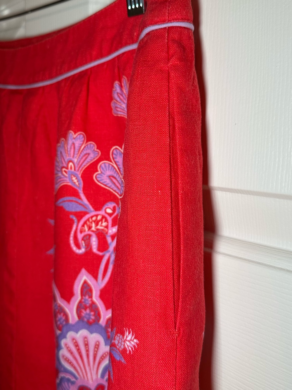 FARM Rio Porcelain Garden Red Motif Linen Blend Scalloped Midi Skirt S - Picture 6 of 16